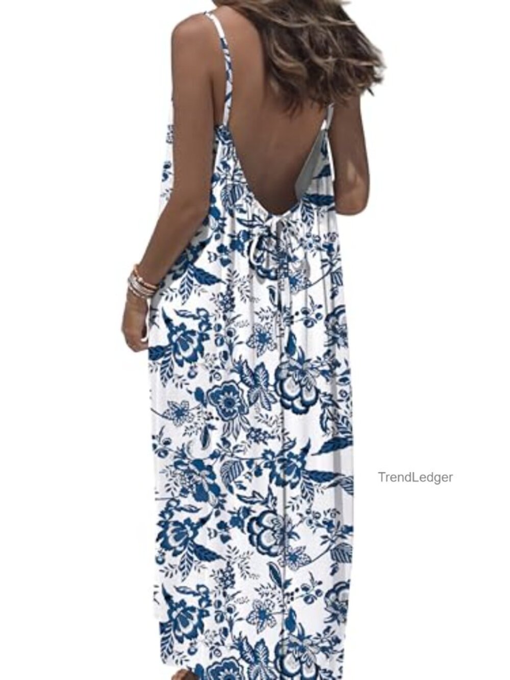 Women's Backless Cami Maxi Sundress Spaghetti Strap Beach Coverup